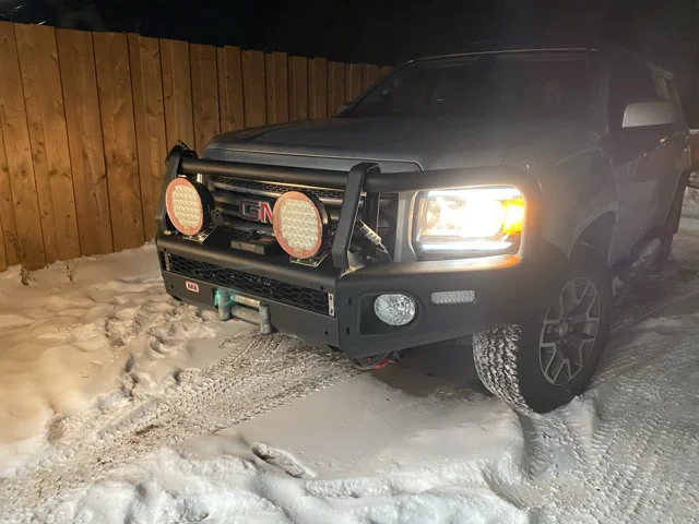 ARB bumper with winch and lights mounted